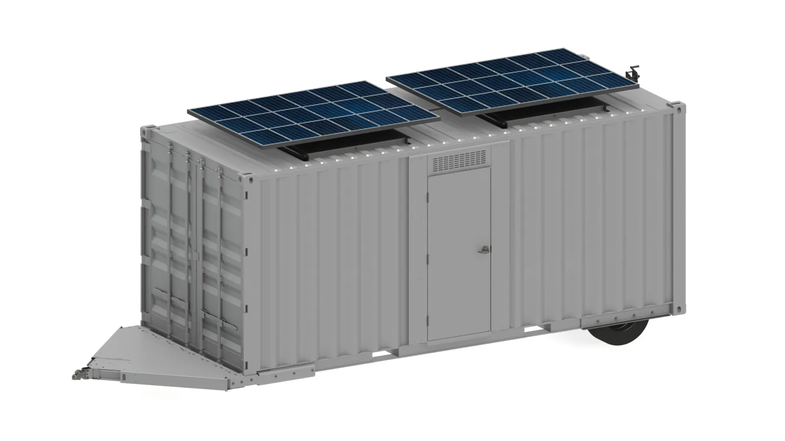 Mobile solar container on a trailer