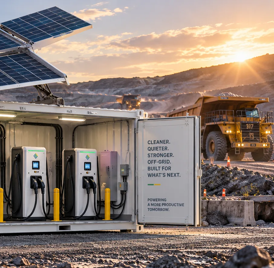 Containerized equipment and EV charging station at a remote mine site